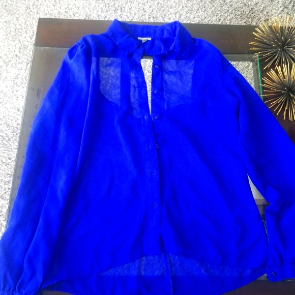 Cobalt Blue Blouse Cutouts Charlotte Russe Small - Picture 2 of 5